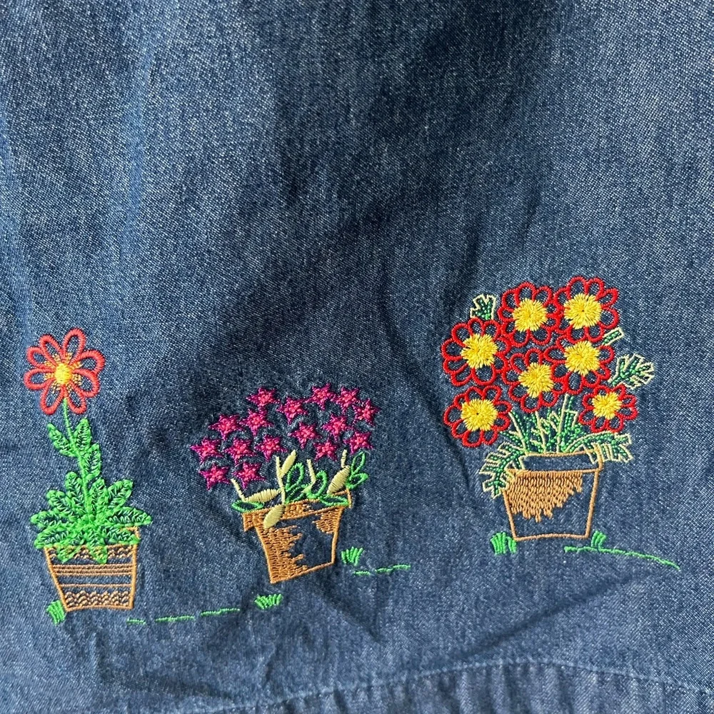 Vintage Embroidered Denim Skirt - Blue - Picture 6 of 11